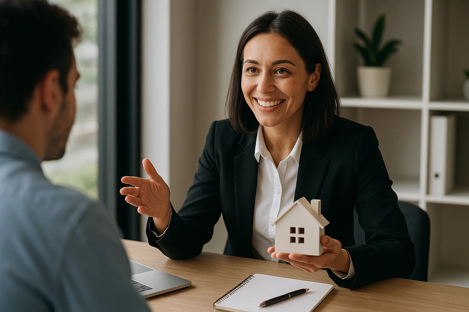 Real estate coach speaking to realtor.